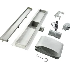 Caniveau de douche Italienne 2en1 CELO L.100 cm à encastrer réversible à carreler ou inox --Saniverre Best