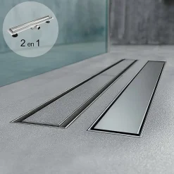 Caniveau de douche Italienne 2en1 CELO L.100 cm à encastrer réversible à carreler ou inox --Saniverre Best