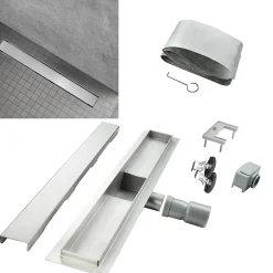 Caniveau de douche Italienne DALA inox L.90 cm anti-odeurs + filtre, drainage performant --Saniverre Sale