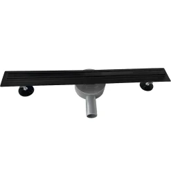 Caniveau de douche italienne étroit noir SAMY L.50 cm siphon 360, drainage 36l/min, hauteur réglable^Saniverre