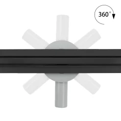 Caniveau de douche italienne étroit noir SAMY L.50 cm siphon 360, drainage 36l/min, hauteur réglable^Saniverre