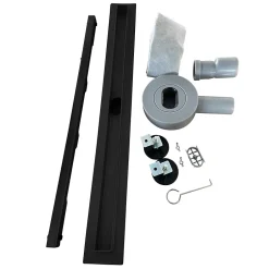 Caniveau de douche italienne étroit noir SAMY L.50 cm siphon 360, drainage 36l/min, hauteur réglable^Saniverre