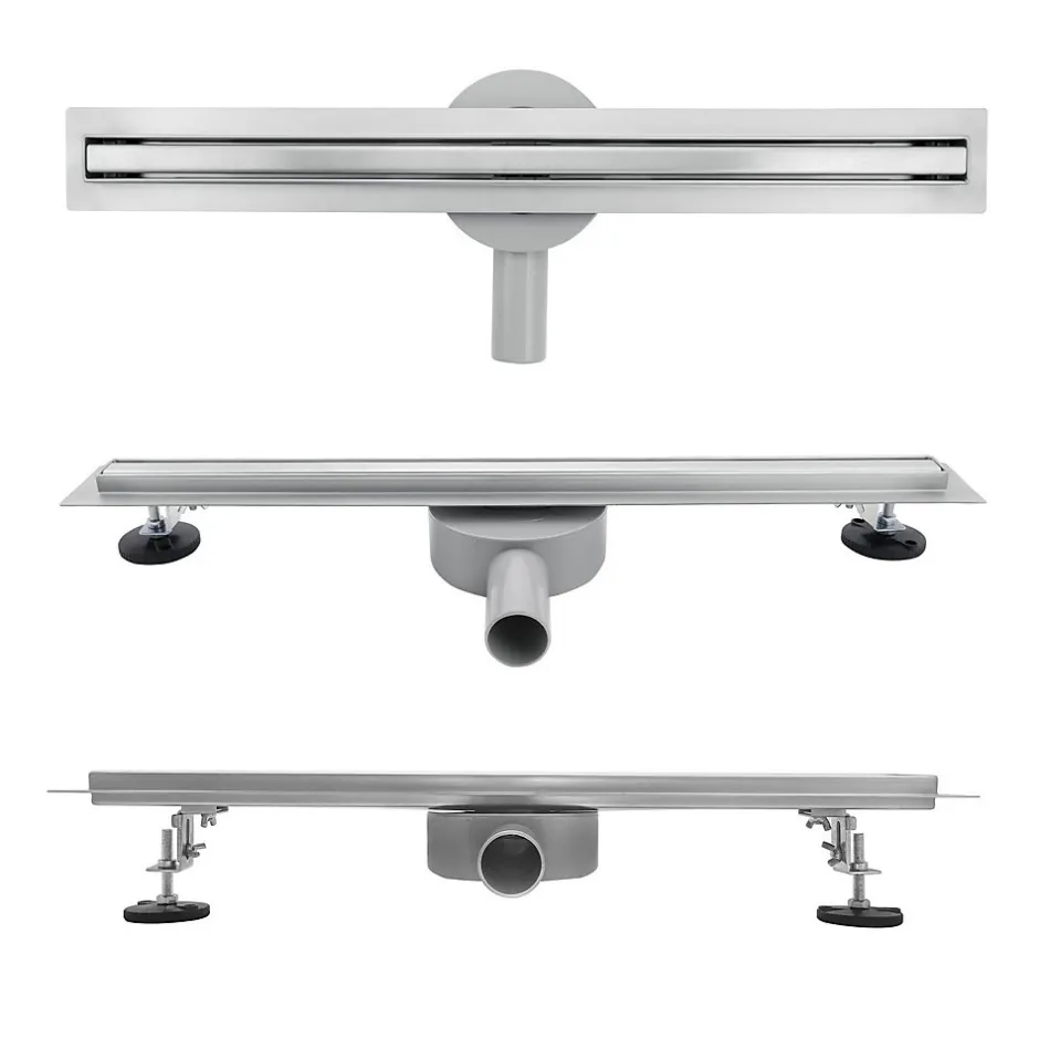 Caniveau de douche italienne étroit TIKA L.90 cm acier inoxydable avec siphon 360, drainage 36l/min^Saniverre