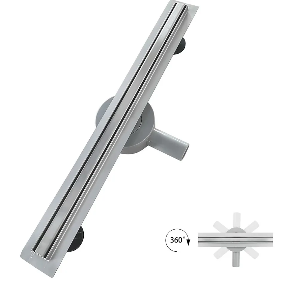 Caniveau de douche italienne étroit TIKA L.90 cm acier inoxydable avec siphon 360, drainage 36l/min^Saniverre