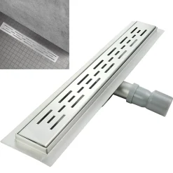Caniveau de douche L.60 cm JAZY design linéaire, inox, anti-odeurs, drainage élevé -^Saniverre Hot