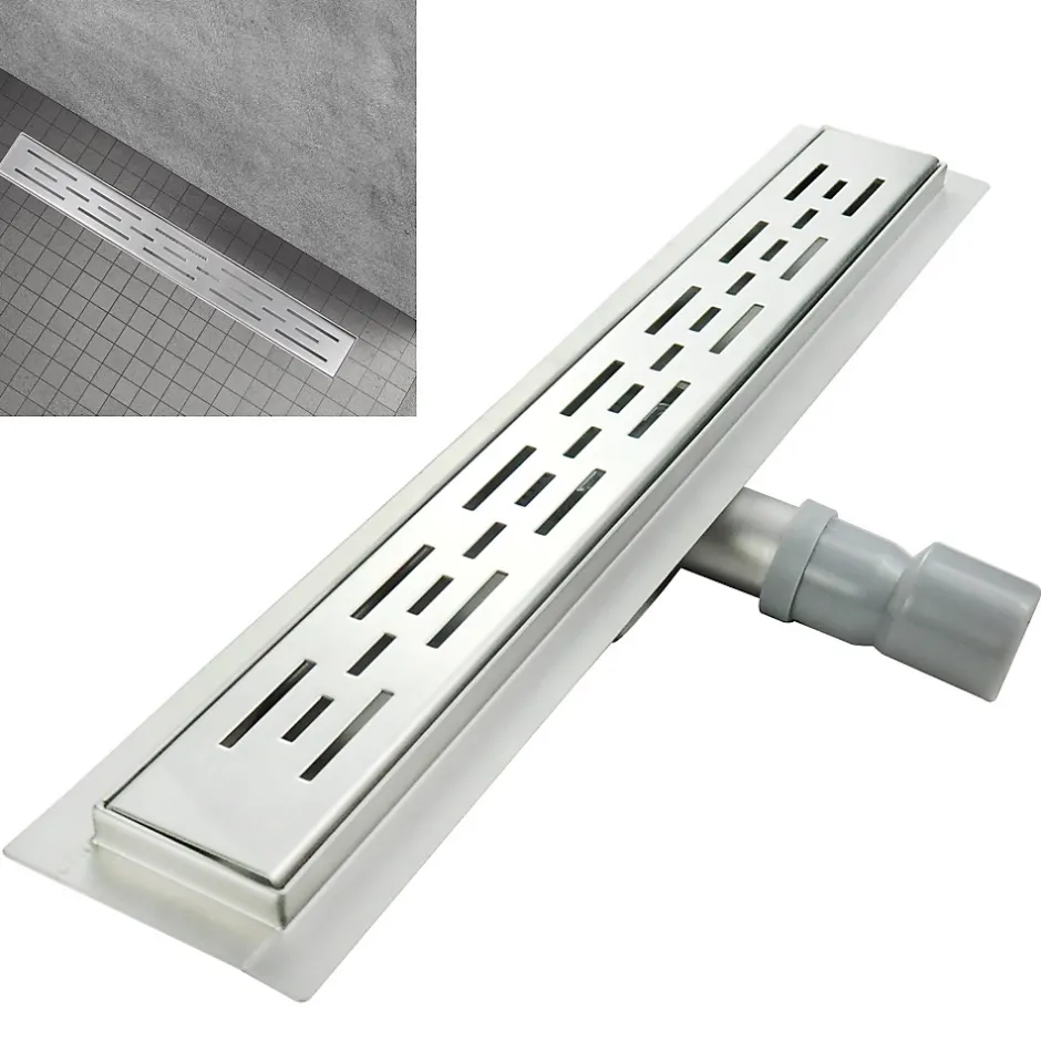 Caniveau de douche L.60 cm JAZY design linéaire, inox, anti-odeurs, drainage élevé -^Saniverre Hot