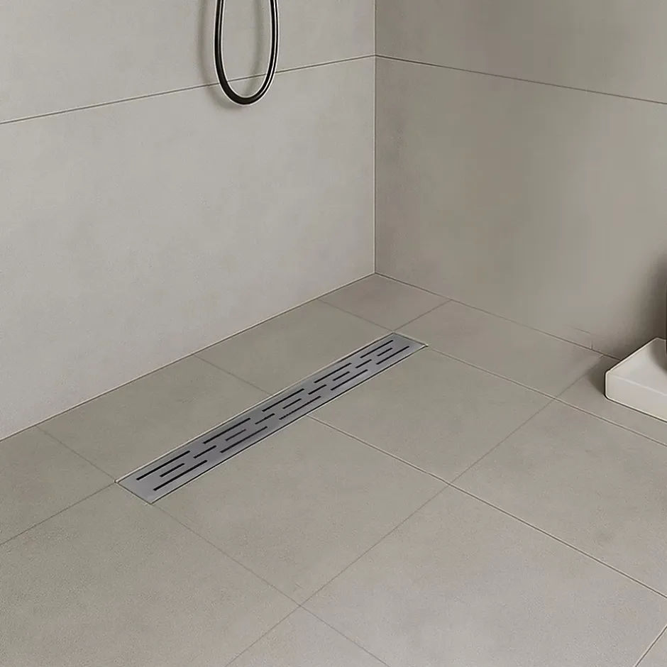 Caniveau de douche L.60 cm JAZY design linéaire, inox, anti-odeurs, drainage élevé -^Saniverre Hot