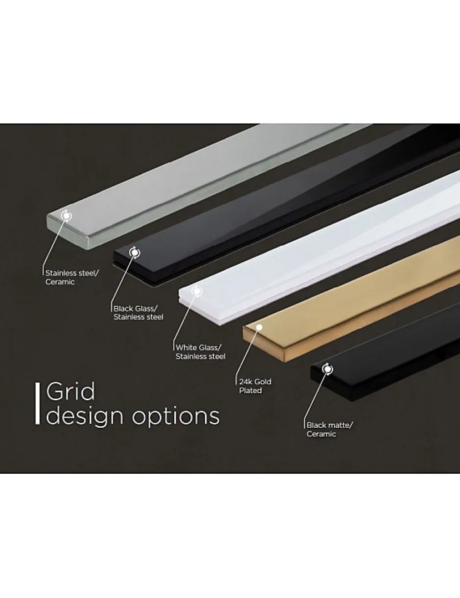 Caniveau de douche sans cadre en or plaqué 24 carats FRAMELESS LINE-55 cm--^Karag Online