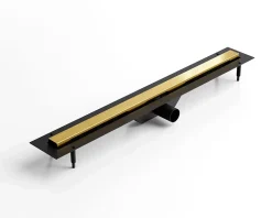 Caniveau LIN pour drain de douche en acier inoxydable Or satiné - 70cm x13cmx5cm-Ilcom New