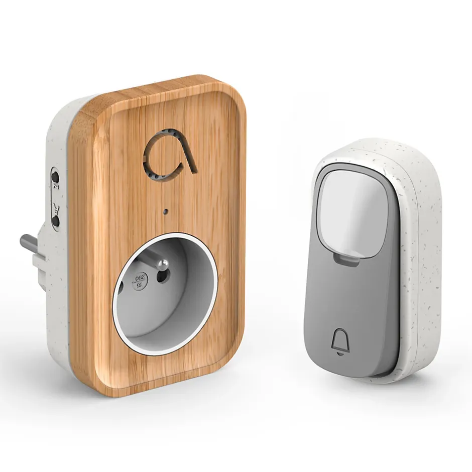 Carillon sans fil sans pile branchement sur prise 230 V technologie Kinétic Bamboo Plug - - 102513^Avidsen New