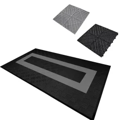 Carrelage de Sol Ventilé Pour Garage Avec Bordure (90 x Noir & 30 Gris)-MonsterShop Discount