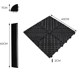 Carrelage de Sol Ventilé Pour Garage Avec Bordure (90 x Noir & 30 Gris)-MonsterShop Discount