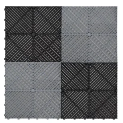Carrelage de Sol Ventilé Pour Garage Avec Bordure (90 x Noir & 30 Gris)-MonsterShop Discount