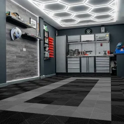 Carrelage de Sol Ventilé Pour Garage Avec Bordure (90 x Noir & 30 Gris)-MonsterShop Discount