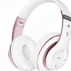 Casque Bluetooth sans Fil 40 Heures avec Microphone HD Intégré rose blanc^Vendos85 Best