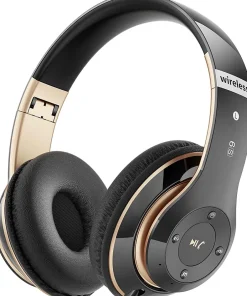 Casque Bluetooth sans Fil 40 Heures avec Microphone HD Intégré or noir^Vendos85 Outlet