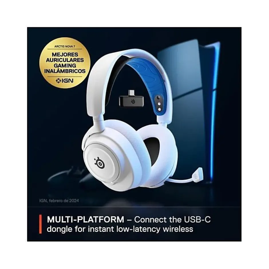 Casque Micro Gaming sans fil Arctis Nova 7P pour PS PC Mac Nintendo Switch Oculus Quest 2 et Android Blanc-Steelseries