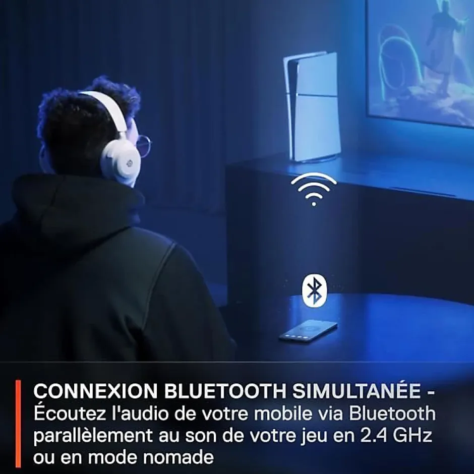 Casque Micro Gaming sans fil Arctis Nova 7P pour PS PC Mac Nintendo Switch Oculus Quest 2 et Android Blanc-Steelseries