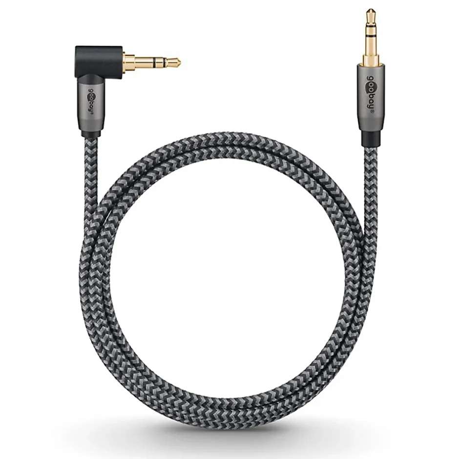Câble audio Jack 3.5 coudé 90 or 1 m^Goobay Discount