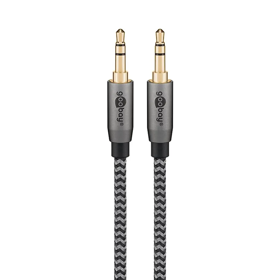 Câble audio Jack 3.5mm gold noir 5 m-Goobay Clearance