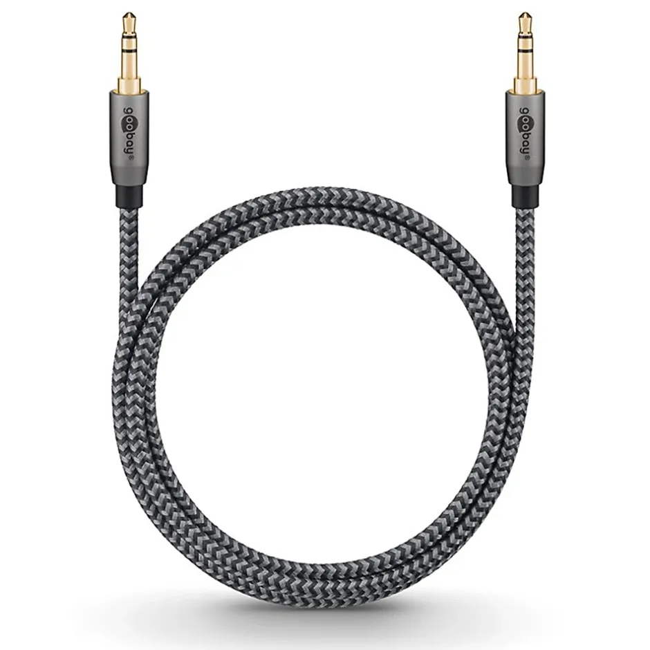 Câble audio Jack 3.5mm gold noir 5 m-Goobay Clearance