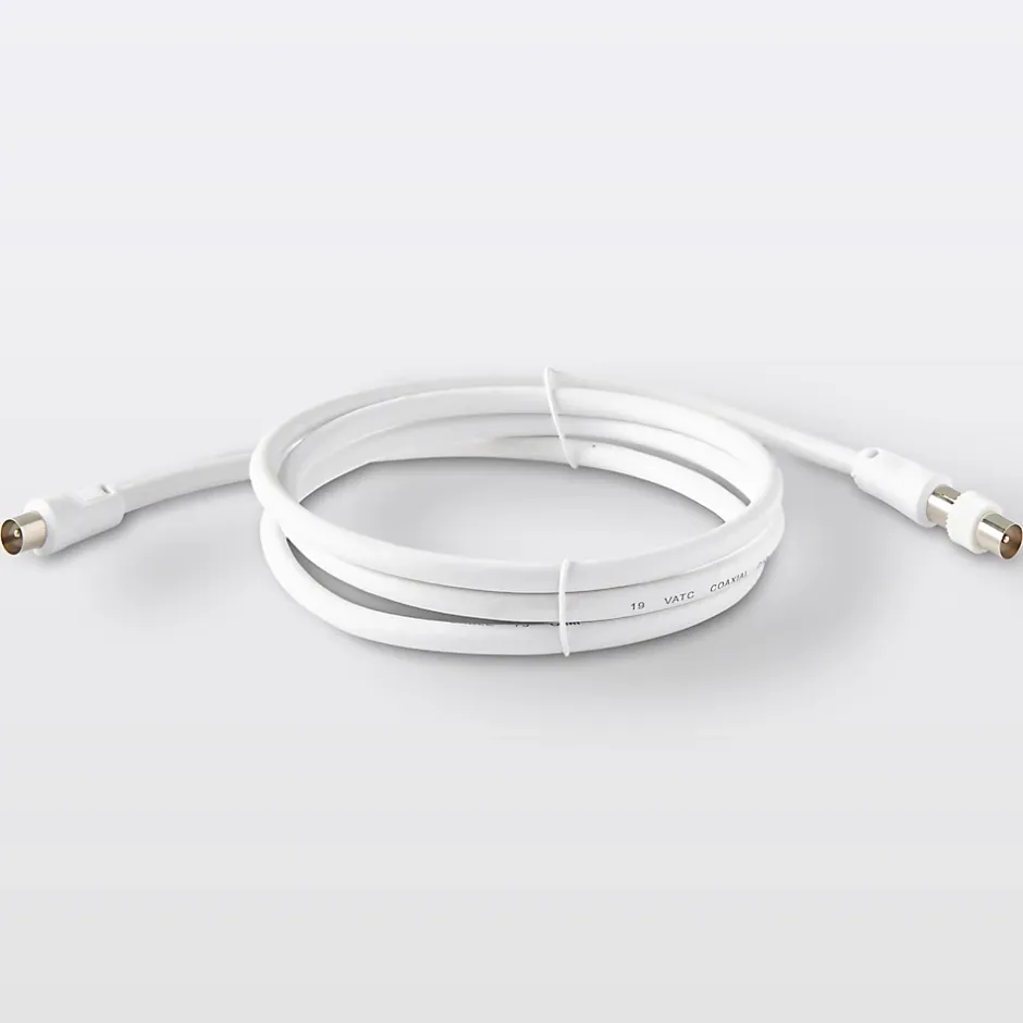 Câble coaxial blanc 19 VATC nickelé M/F + adaptateur M/M L.1,5 m^Blyss