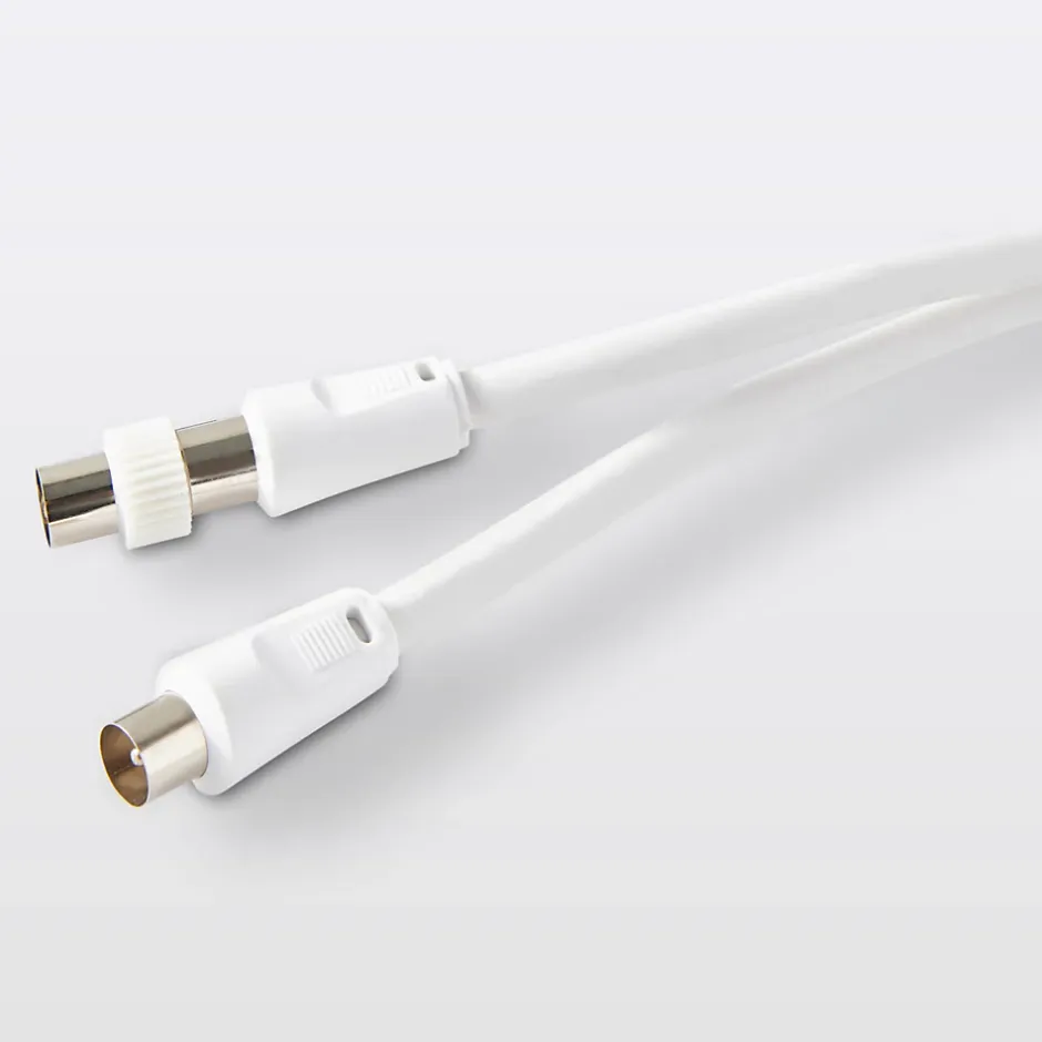 Câble coaxial blanc 19 VATC nickelé M/F + adaptateur M/M L.1,5 m^Blyss