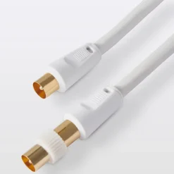 Câble coaxial Mâle / Femelle + adaptateur Mâle / Mâle blanc Or, 3 m-Blyss New