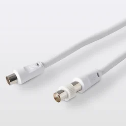 Câble coaxial Mâle / Femelle + adaptateur Mâle / Mâle blanc , 5 m-Blyss Clearance