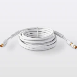Câble coaxial Mâle / Femelle + adaptateur Mâle / Mâle blanc Or, 5 m^Blyss Discount