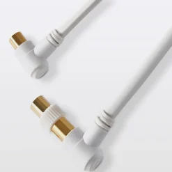 Câble coaxial Mâle / Femelle + adaptateur Mâle / Mâle coudé blanc Or, 1.5 m^Blyss New