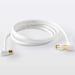 Câble coaxial Mâle / Femelle + adaptateur Mâle / Mâle coudé blanc Or, 1.5 m^Blyss New