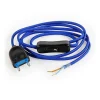 Câble Électrique Plat Bleu ItalienPrémonté avec Fiche et InterrupteurPrêt à Installer-Lnd Hot