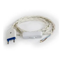 Câble Électrique Torsadé Blanc CasséPrémonté avec Fiche et InterrupteurPrêt à Installer^Lnd New