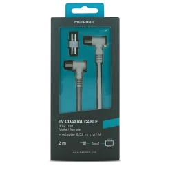 Câble TV coaxial 9,52 mm coudé mâle/fem. + adaptateur 9,52 mm - 338008^Metronic Sale