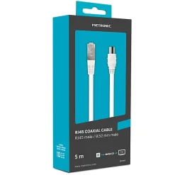 Câble TV coaxial 9,52 mm mâle/RJ45 mâle 5 m - blanc-Metronic Outlet
