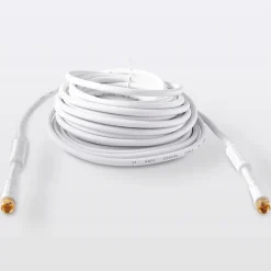 Câble type F Mâle / Mâle blanc Doré, 10 m-Blyss Discount