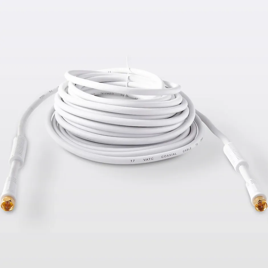 Câble type F Mâle / Mâle blanc Doré, 10 m-Blyss Discount