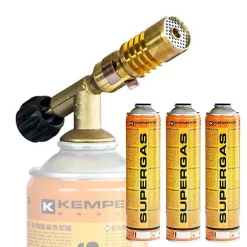 Chalumeau de soudure à gaz Flamme + 3 Cartouches de gaz 330gr^Kemper