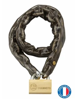 Chaîne acier cémenté zingué à clé Loops, moto, barrières, diamètre 8mm, 0.9m, gaine PVC, cadenas, 3 clés -^Thirard Hot