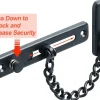 Chaîne de sécurité pour porte étroite, butée de porte à ressort, antivol, avec vis, acier inoxydable, finition noir mat-Deko
