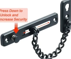 Chaîne de sécurité pour porte étroite, butée de porte à ressort, antivol, avec vis, acier inoxydable, finition noir mat-Deko