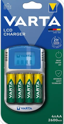 Chargeur de piles rapide + 4 piles AA - R06-Varta