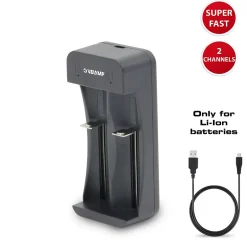 Chargeur rapide à 2 canaux pour batteries lithium-ion^Velamp Hot