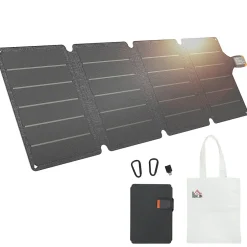 Chargeur solaire portable 36W ports type-C et USB-a norme IP67 RoHS CE-RMC gris-Homcom Online