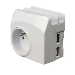 Chargeur universel 2 USB 1 prise 2 ports + Terre 16A^Enexo Sale