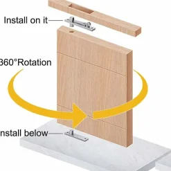 Charnière de porte pivotante dissimulée pour armoires et penderies (argent)^Deko