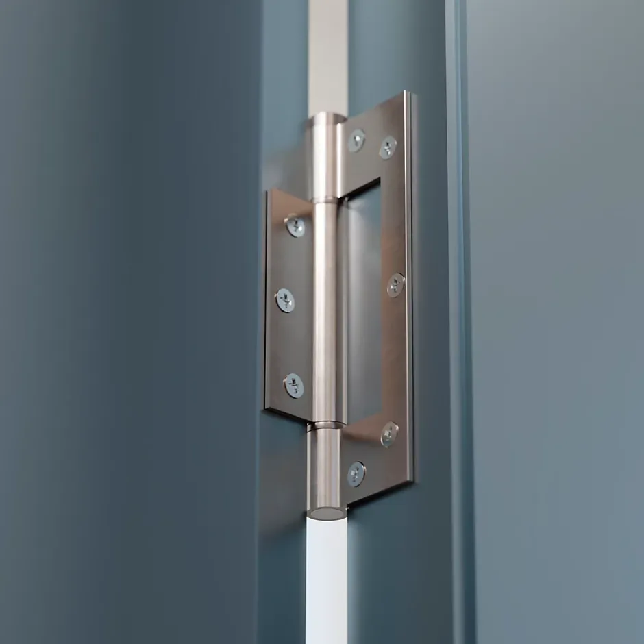 Charnière simple action à ressort, 150X30 mm, en acier inox satiné posée totalement en applique, a lame centrée.-Hardwarexchange Discount