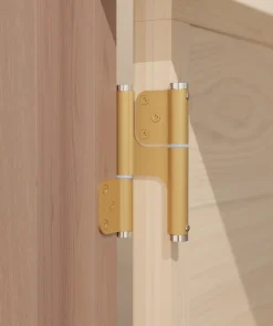 Charnière va et vient à ressort, 120X35 mm, mouvement 180 degrés, en aluminum anodisée or, posée totalement en applique,^Hardwarexchange Outlet