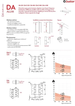 Charnière va et vient à ressort, 120X40 mm, en aluminium anodisée argent, pour porte de 40 mm.-Hardwarexchange Online